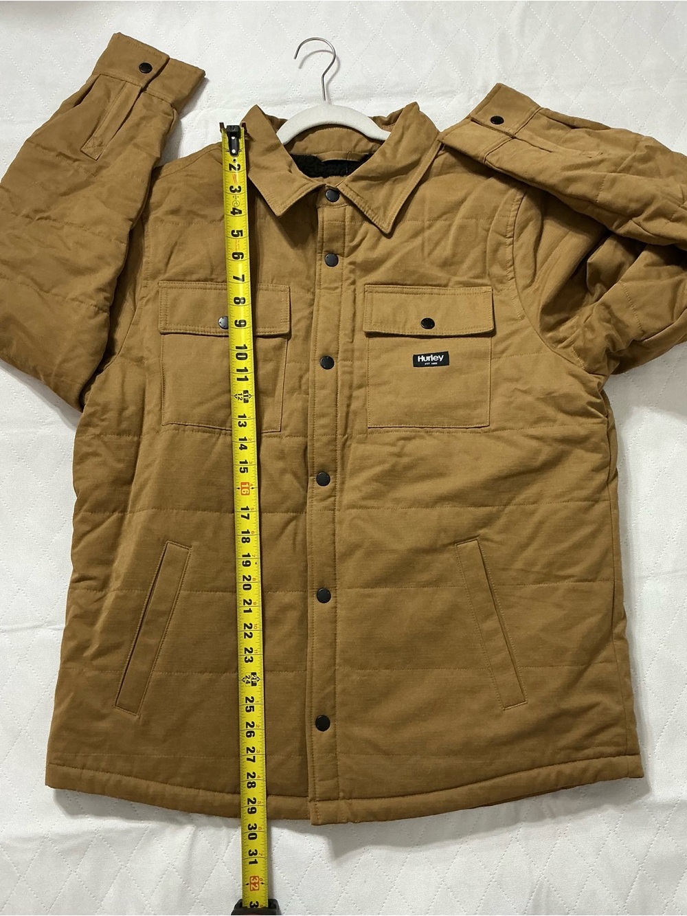 NWT Hurley Men’s Sherpa Lined Quilted Canvas Shacket Jacket Tan L - Picture 11 of 14